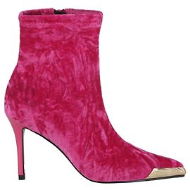 Versace Jeans Couture Botines de terciopelo aplastado de Versace Jeans Rosa
