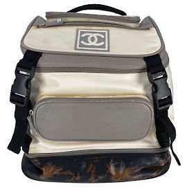Chanel Mochila de Nylon Bege Bege