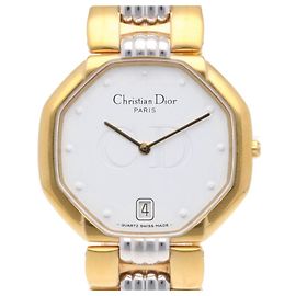 Relógio de pulso masculino Christian Dior Swing de quartzo Branco Hardware prateado Gold hardware