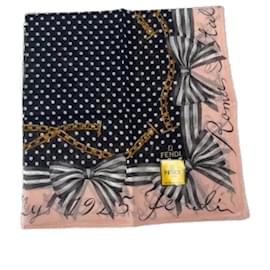 Fendi-Pink Fabric Fendi Scarf-Black