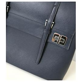 Prada-Prada AW14 Cartable doublé Saffiano Baltico Bag-Bleu
