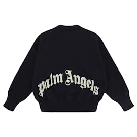Palm Angels-Palm Angels Logo Wool Sweater-Blue