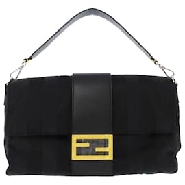 Fendi-Sac à main Pequin en nylon convertible noir Fendi-Noir