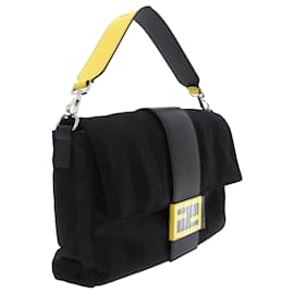 Fendi-Sac à main Pequin en nylon convertible noir Fendi-Noir