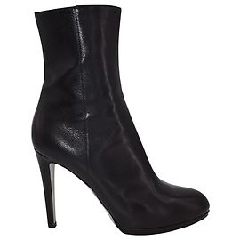 Sergio Rossi High Heel Ankle Boots in Black Leather  Black