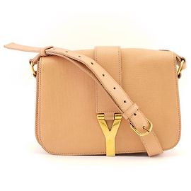 Yves Saint Laurent Bolsa de ombro YSL couro chique Bege