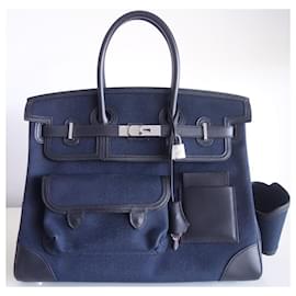 Hermès-HERMES BIRKIN Tasche 35 Ladung-Schwarz,Marineblau