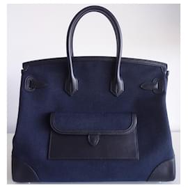 Hermès-HERMES BIRKIN Tasche 35 Ladung-Schwarz,Marineblau