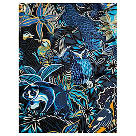 Hermès-Cachecol quadrado HERMES ''Wild Singapore''-Azul escuro