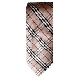 Burberry Cravate classique en soie, Motif classic check Beige