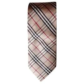 Burberry-Cravate classique en soie, Motif classic check-Beige