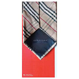 Burberry-Silk classic width tie, Classic check pattern-Beige