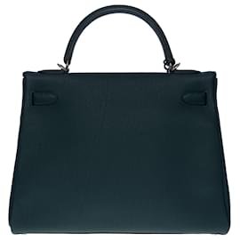 Hermès-Splendid Hermes Kelly handbag 32 II returned in Cypress Green Togo leather-Green