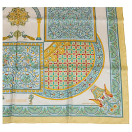 Hermès-HERMES CARRE90 Scarf Silk ""CIELS BYZANTINS"" Yellow Auth 32800-Yellow