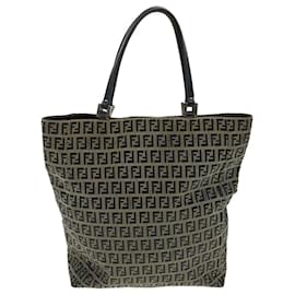 Fendi-FENDI Zucchino Canvas Tote Bag Navy Auth rd3655-Navy blue