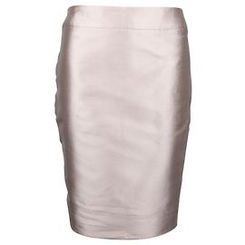 Armani Light Metallic Grey/ Silver Classic Pencil Skirt Silvery Metallic