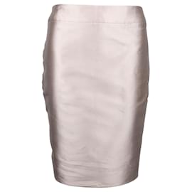 Armani-Light Metallic Grey/ Silver Classic Pencil Skirt-Silvery,Metallic
