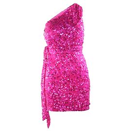 Aidan Mattox Robe à sequins à une épaule Rose