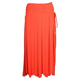 Lanvin-Bright Orange Pleated Skirt-Orange