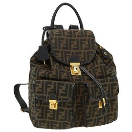 FENDI Zucca Canvas Rucksack Braun Auth 32905 Braun