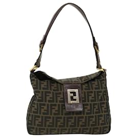 Fendi-FENDI Zucca Bolso de hombro de lona Marrón Negro Auth yk5431segundo-Castaño,Negro