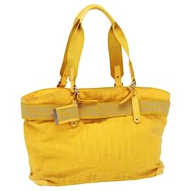 Fendi-FENDI Zucca Canvas Tote Bag Nylon Yellow Auth bs2911-Yellow