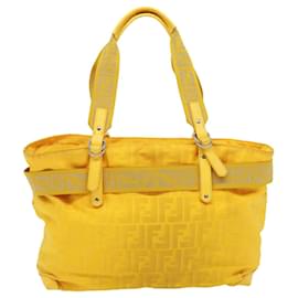 Fendi-FENDI Zucca Canvas Tote Bag Nylon Yellow Auth bs2911-Yellow