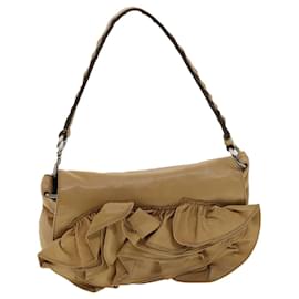Saint Laurent-SAINT LAURENT Shoulder Bag Leather Beige Auth am3303-Beige