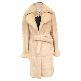 Autre Marque Casaco Longo Mink com Cinto Cru