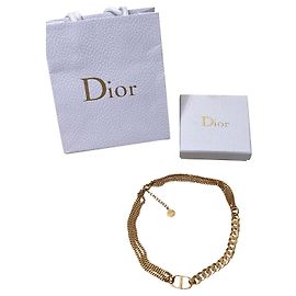 Collier Choker chaîne CD Christian Dior Bijouterie dorée