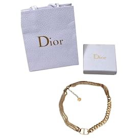 Christian Dior-Collier Choker chaîne CD Christian Dior-Bijouterie dorée