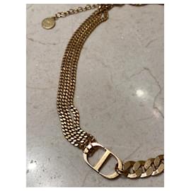 Christian Dior-Christian Dior CD Chain Choker Necklace-Gold hardware