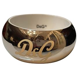 Dolce & Gabbana-Bracelet rigide argent céramique D&G-Argenté