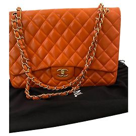 Bolsa Chanel Timeless Maxi Jumbo Couro Acolchoado Coral Coral