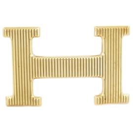 Hermès-NEW HERMES H STRIE BELT BUCKLE 32 MM GOLDEN METAL GOLDEN BUCKLE BELT-Golden