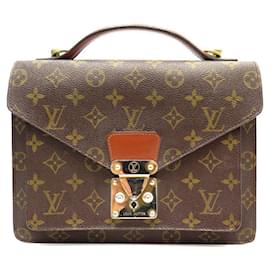 Louis Vuitton-VINTAGE LOUIS VUITTON MONCEAU CANVAS MONOGRAM PURSE HANBAG-Brown