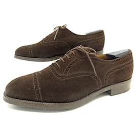 JM Weston-JM WESTON SPECIAL ORDER RICHELIEU SHOES 09.5E 44 SUEDE FLORAL TOE-Brown