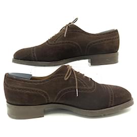 JM Weston-JM WESTON SPECIAL ORDER RICHELIEU SHOES 09.5E 44 SUEDE FLORAL TOE-Brown