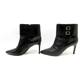 Yves Saint Laurent-SAINT LAURENT BOOTS SHOES 328648 black leather 40 BLACK LEATHER BOOTS-Black