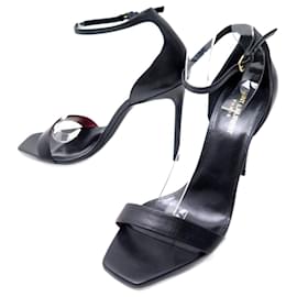 Saint Laurent-SAINT-LAURENT SHOES 472021 AMBER SANDALS 41 BLACK LEATHER PUMP SHOES-Black