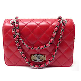 Chanel-NEW CHANEL HANDBAG RABAT LOGO CC RED QUILTED LEATHER FLAP BAG PURSE-Red