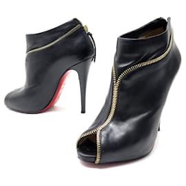 Christian Louboutin-CHRISTIAN LOUBOUTIN COLIZIP T SHOES38 IN BLACK LEATHER BLACK BOOTS-Black