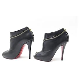 Christian Louboutin-ZAPATOS CHRISTIAN LOUBOUTIN COLIZIP T38 EN CUERO NEGRO BOTAS NEGRAS-Negro