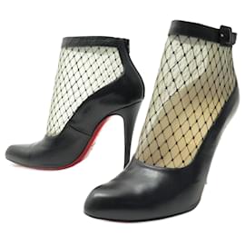 Christian Louboutin-RESILLISSIMA CHRISTIAN LOUBOUTIN SHOES 100 KID RESILLE BLACK LEATHER BOOTS-Black