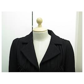 Chanel-COAT DRESS CHANEL P54604V37240 40 L BLACK WOOL TWEED WOOL COAT DRESS-Black