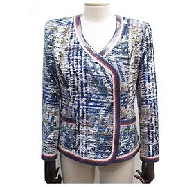 CHANEL P JACKET53826V40253 L-COLLECTION 40 AIRLINE IN TWEED BLUE JACKET Blue