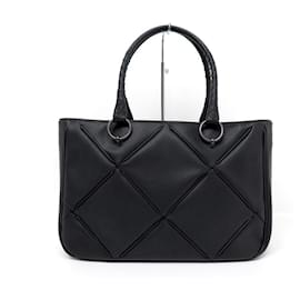 Bottega Veneta-Bottega Veneta handbag 133247 MARCO POLO PVC INTRECCIATO BLACK HAND BAG-Black