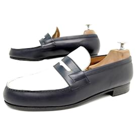 JM Weston-JM WESTON LOAFERS 8D 42 TWO-TONE LEATHER WHITE BLUE LEATHER SHOES-Other