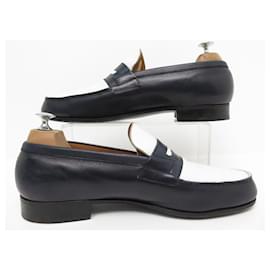 JM Weston-JM WESTON LOAFERS 8D 42 TWO-TONE LEATHER WHITE BLUE LEATHER SHOES-Other