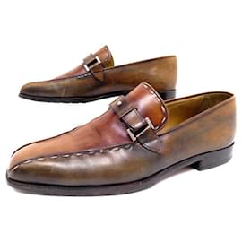 Berluti-CHAUSSURES BERLUTI MOCASSINS A707 7.5 41.5 EN CUIR PATINE LOAFERS SHOES-Marron